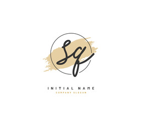 S Q SQ Beauty vector initial logo, handwriting logo of initial signature, wedding, fashion, jewerly, boutique, floral and botanical with creative template for any company or business.
