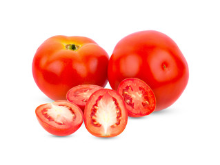 Fresh tomatoes on white background