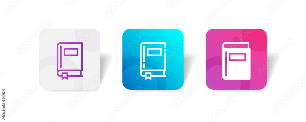 Poster book outline and solid icon in smooth gradient background button
