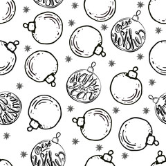 Monochrome seamless pattern with christmas balls