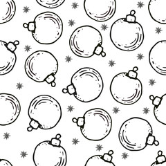 Monochrome seamless pattern with christmas balls