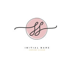 S SS Beauty vector initial logo, handwriting logo of initial signature, wedding, fashion, jewerly, boutique, floral and botanical with creative template for any company or business.