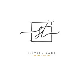 S T ST Beauty vector initial logo, handwriting logo of initial signature, wedding, fashion, jewerly, boutique, floral and botanical with creative template for any company or business.