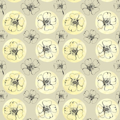 flowers on spots pattern. Fabric pattern. Abstraction pattern
