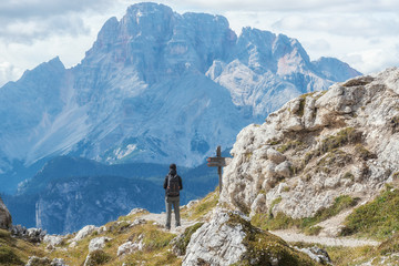 Majestic Dolomites landscape on a hiking trail, Italy