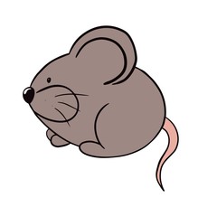  vector illustration coloring mouse on a white background, black and white drawing