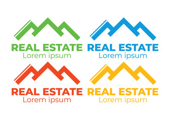 Real estate house linear logos, emblems set. Real Estate, Building and Construction Logo Vector Design