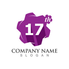Number 17 of anniversary logo template design