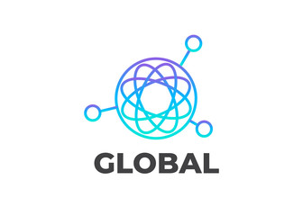 Global Icon Logo Design. Digital vector logotype. Global connect logo