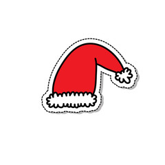 santa claus hat doodle icon, vector illustration