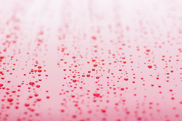 Fototapeta na wymiar water drops on white red smooth metallic perspective textured background surface simple pattern picture 