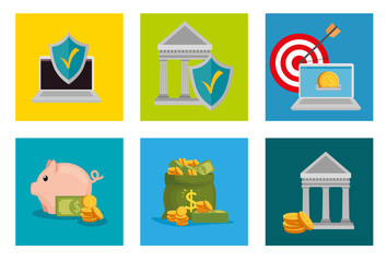 Fototapeta na wymiar bundle of finance set icons vector illustration design