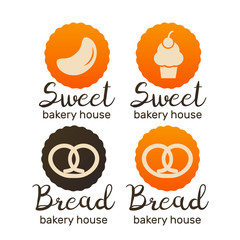 Bakery and pastries vector labels, badges and logo. Bakery and bread shop logos