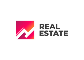 Obraz premium Logo of group homes or real estate. Real Estate, Building and Construction Logo Vector Design