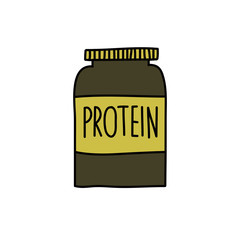 protein powder doodle icon, vector illustration