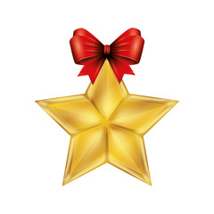 star decoration christmas with bow ribbon isolated icon vector illustration design