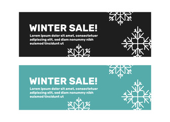 Winter banners of set vector templates with snowflakes. Winter flyer template with snowflakes