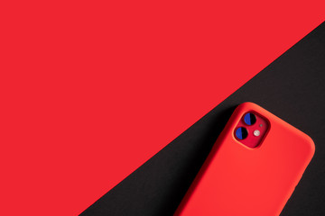 New Apple iPhone 11 in red cover with free space for design