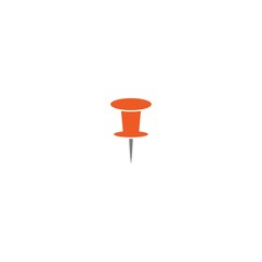 red push pin icon isolated on white. office stationary needle.