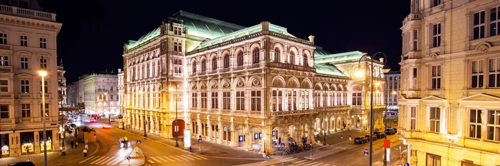 Crédence de cuisine en verre imprimé Vienne Nuit Vienne ville et opéra d& 39 État