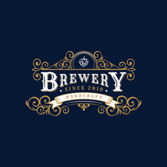 vintage badges brewery shop, emblems and logo