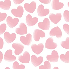  Roze pastel harten naadloze patroon wit geïsoleerd. Liefde, romantische achtergrond, basisachtergrond © Julia