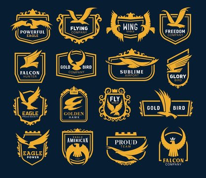 Flying eagle icons, heraldic symbols