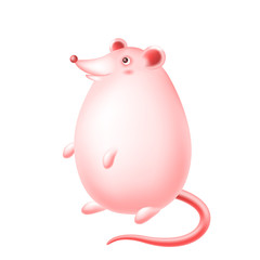 Cute happy cartoon rat character.