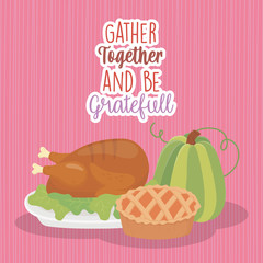 happy thanksgiving day baked turkey and green pumpkin cake