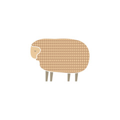 Cute isolated vector sheep. Logo of wool products. Farm animal illustration