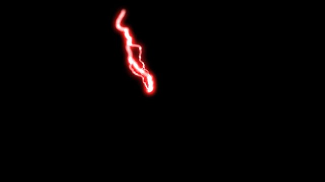 Red Lightnings Set. Elements Of Thunderstorm Animation