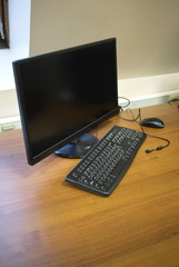 Workplace with lcd monitor, keyboard and mouse