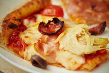 A piece of pizza on plate 