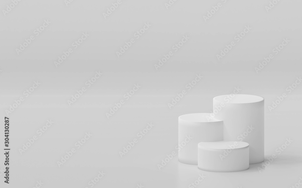 Poster abstact white modern architecture background with white sylinders 3d illustration render