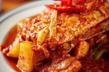 Korean spicy braised fish with vegetable