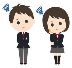 男女　学生　落ち込む　制服