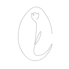 Easter egg, line drawing vector illustration