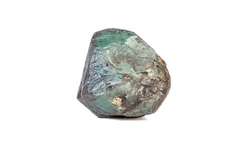 macro mineral stone alexandrite bluish - green with fluorescent light on a white background