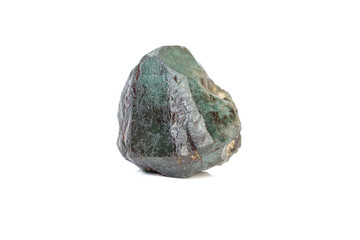 macro mineral stone alexandrite bluish - green with fluorescent light on a white background