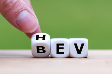 Symbol for choosing a  Hybrid Electric Vehicle (HEV) or a Battery Electric Vehicle (BEV)