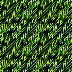 hand drawn tropical green leaves on a dark background, seamless pattern illustrations