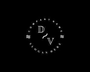 Initial DV  vintage logo template