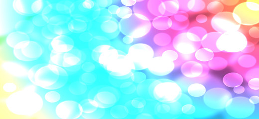 Abstract lights background. Colorful bright banner, azure blue, purple and white bright template. Wide party concept backdrop 