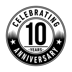 10 years logo. Ten years anniversary celebration design template. Vector and illustration.