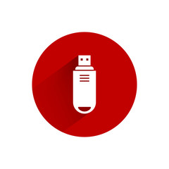 USB Flash drive icon flat design with long shadow isolated. Vector illustration