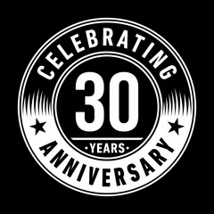 30 years logo. Thirty years anniversary celebration design template. Vector and illustration.