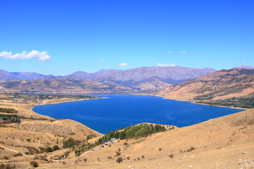 Charvak water reservoir near Tashkent in Uzbekistan