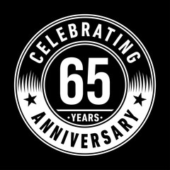 Fototapeta premium 65 years logo. Sixty-five years anniversary celebration design template. Vector and illustration.