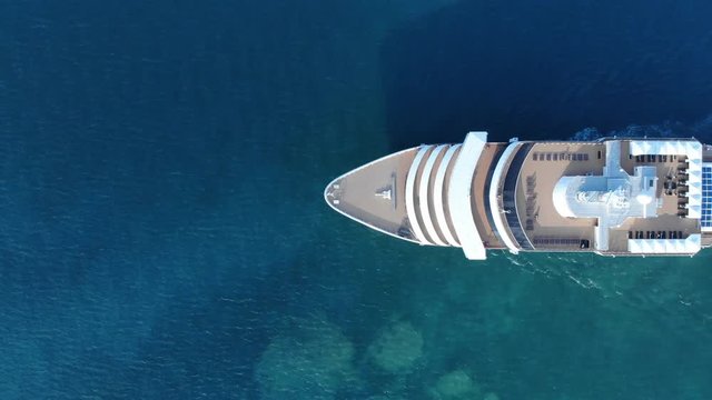 Aerial view of beautiful white cruise ship above luxury cruise in the ocean sea  concept tourism travel on holiday take a vacation time on summer, webinar banner  forwarder mast