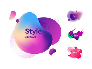 Neon multicolored abstract shapes set